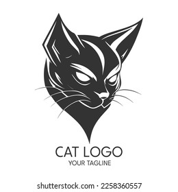 Silhouette art cat logo, vector template