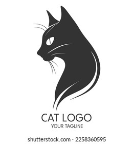 Silhouette art cat logo, vector template
