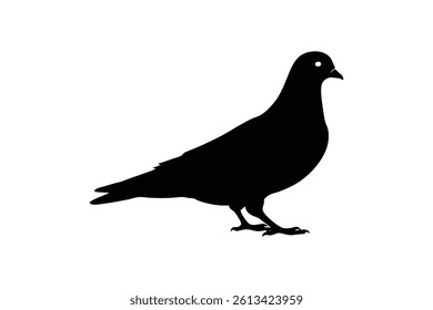Silhouette art design of a pigeon walking on a flat surface