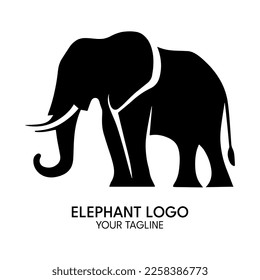 Silhouette art elephant logo, vector template