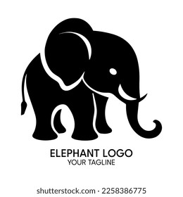 Silhouette art elephant logo, vector template
