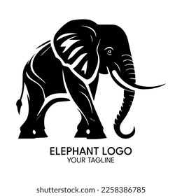 Silhouette art elephant logo, vector template