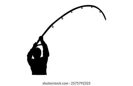 silhouette art of fisherman illustration