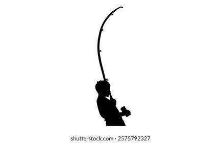 silhouette art of fisherman illustration