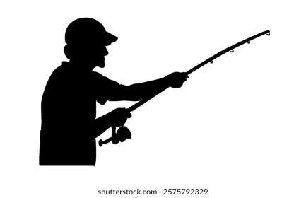 silhouette art of fisherman illustration