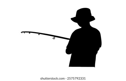 silhouette art of fisherman illustration