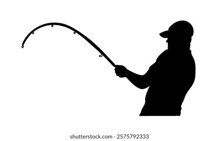 silhouette art of fisherman illustration