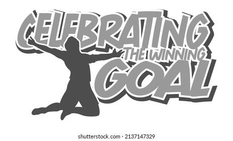 Silhouette art footballer celebrating goal