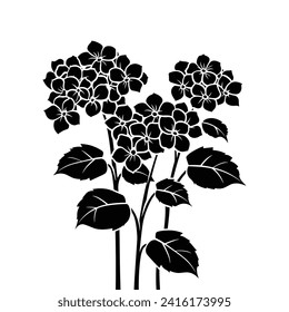 Silhouette art of hydrangea flower isolated