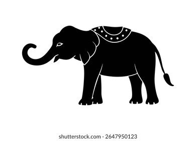 Silhouette art illustration of a ceremonial elephant