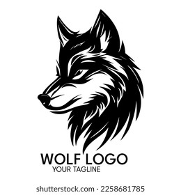 Silhouette art wolf logo, vector template