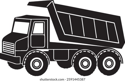 silhouette of articulated haulerr vector art illustration,Dumping truck, hydraulics trucks 	