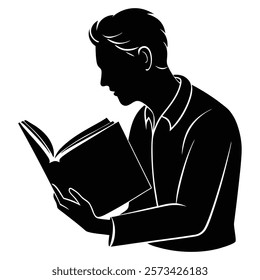 Silhouette Artwork of Man Reading
