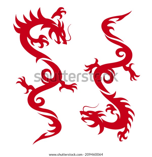 Silhouette Asian Dragon Stock Vector (Royalty Free) 209460064