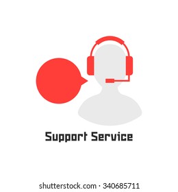 silhouette assistant like support service. concept of secretary, live feedback, consultation, tech consultant. isolated on white background. flat style trend modern logo design vector illustration