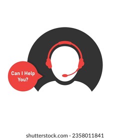 silhouette assistant with red bubble. concept of crm, ui, seo, repair, learning, tech care, e-commerce, retail, mobile app. flat style trend modern logo design vector illustration on white background