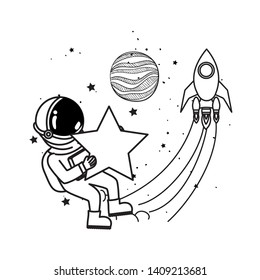 silhouette of astronaut with spacesuit in the space
