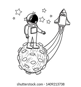 silhouette of astronaut with spacesuit in the space