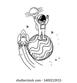 silhouette of astronaut with spacesuit in the space