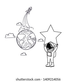 silhouette of astronaut with spacesuit in the space