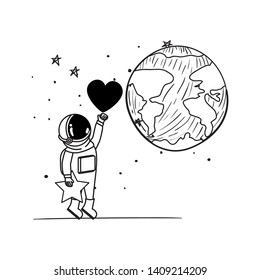 silhouette of astronaut with spacesuit in the space