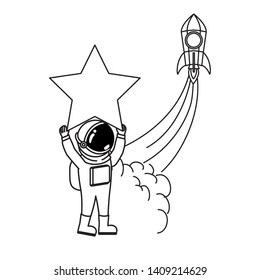silhouette of astronaut with spacesuit in the space