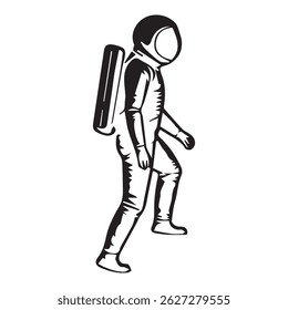 Silhouette of an Astronaut Walking
