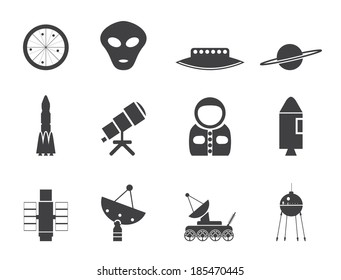 Silhouette Astronautics and Space Icons - Vector Icon Set