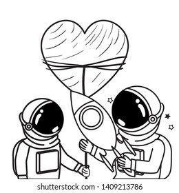silhouette of astronauts with space suit in space
