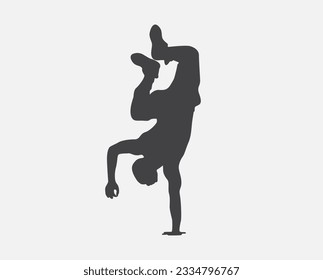 Silhouette of an athlete dancer in action.