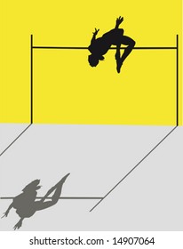Silhouette of an athlete doing high jump