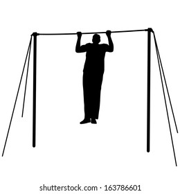 Silhouette of an athlete on the horizontal bar. Vector illustration.