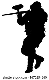 silhouette of an athlete paintball player vector illustration