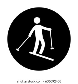 Silhouette of athlete practicing ski