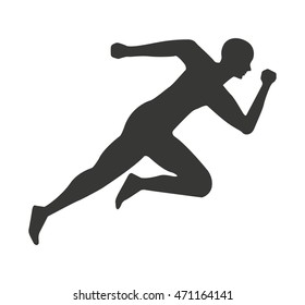 Silhouette Athlete Running Isolated Icon Vector Illustration Design