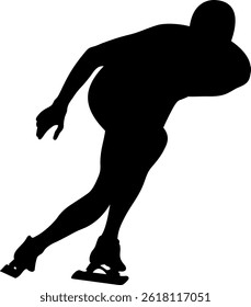 silhouette athlete in speed skating competition, black contour real person