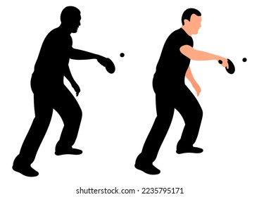 Silhouette athlete tennis player playing table tennis. Male figure of athlete. Isolated vector
