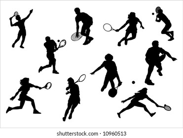 Silhouette of athlete of tennis, vector, illustrations