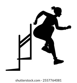 Silhouette of Athlete Woman Hurdling in Track Icon for Women's Hurdles and Sports