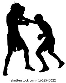 silhouette of athletes boxers during a fight vector illustration