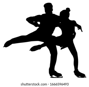 silhouette of athletes figure skaters pair skating vector illustration
