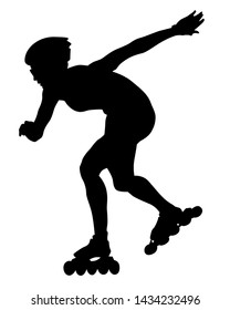 Silhouette athletes of skates on white background