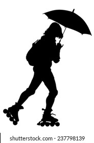 Silhouette athletes of skates on white background