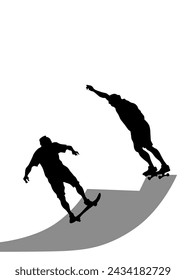 Silhouette athletes of skates on white background