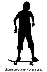 Silhouette athletes of skates on white background