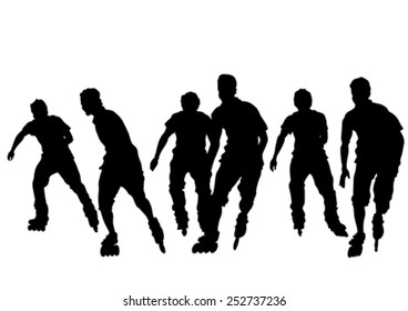 Silhouette athletes of skates on white background