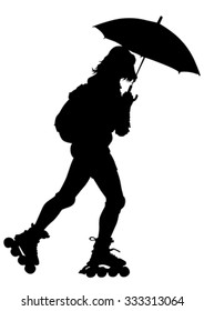 Silhouette athletes of skates on white background