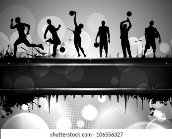 Silhouette of athletes or sports person with text space for your message. EPS 10.