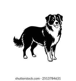 Silueta del diseño atlético del Clipart del Vector del perro del pastor australiano