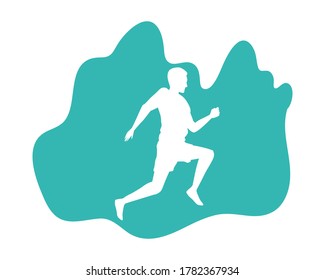 silhouette of athletic man running vector illustration design